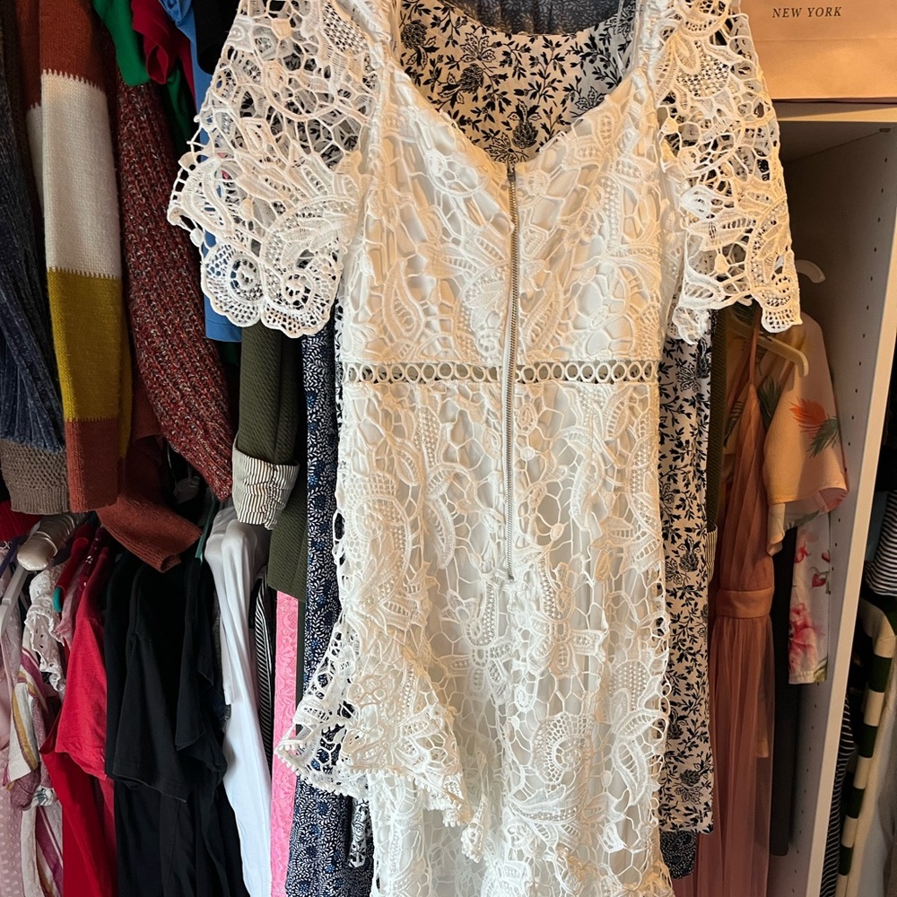 Lulus Briarwood White Lace Ruffled Midi Dress - Size S - Picture 5 of 6